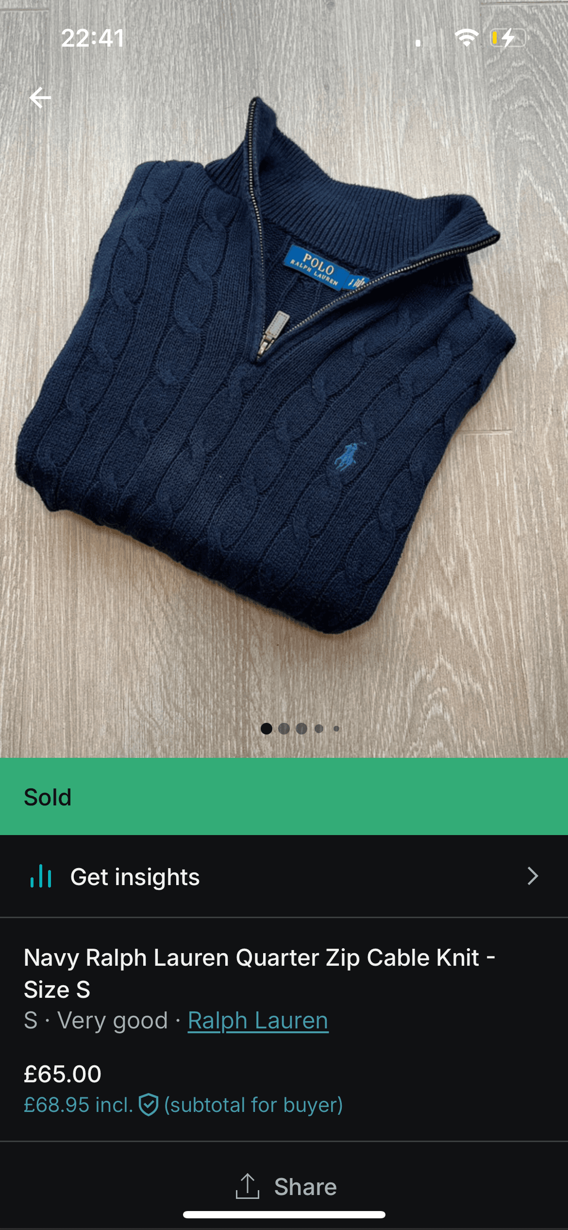 Ralph Lauren Quarter Zip — sold for £65