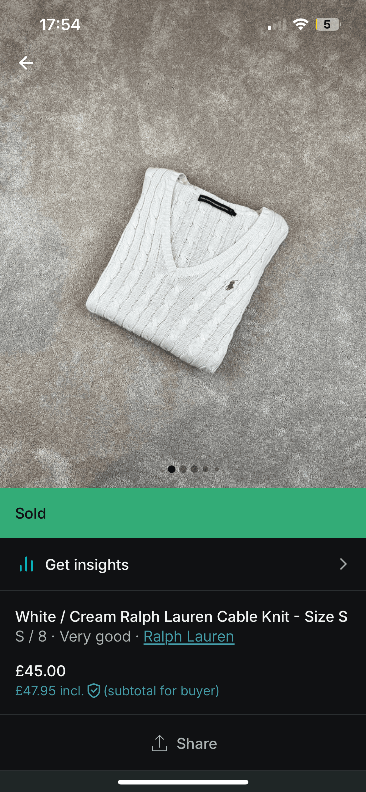 Ralph Lauren Cable Knit — sold for £45