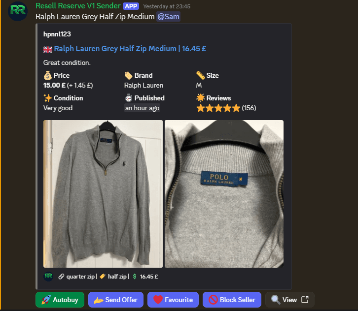 RL Grey Half Zip