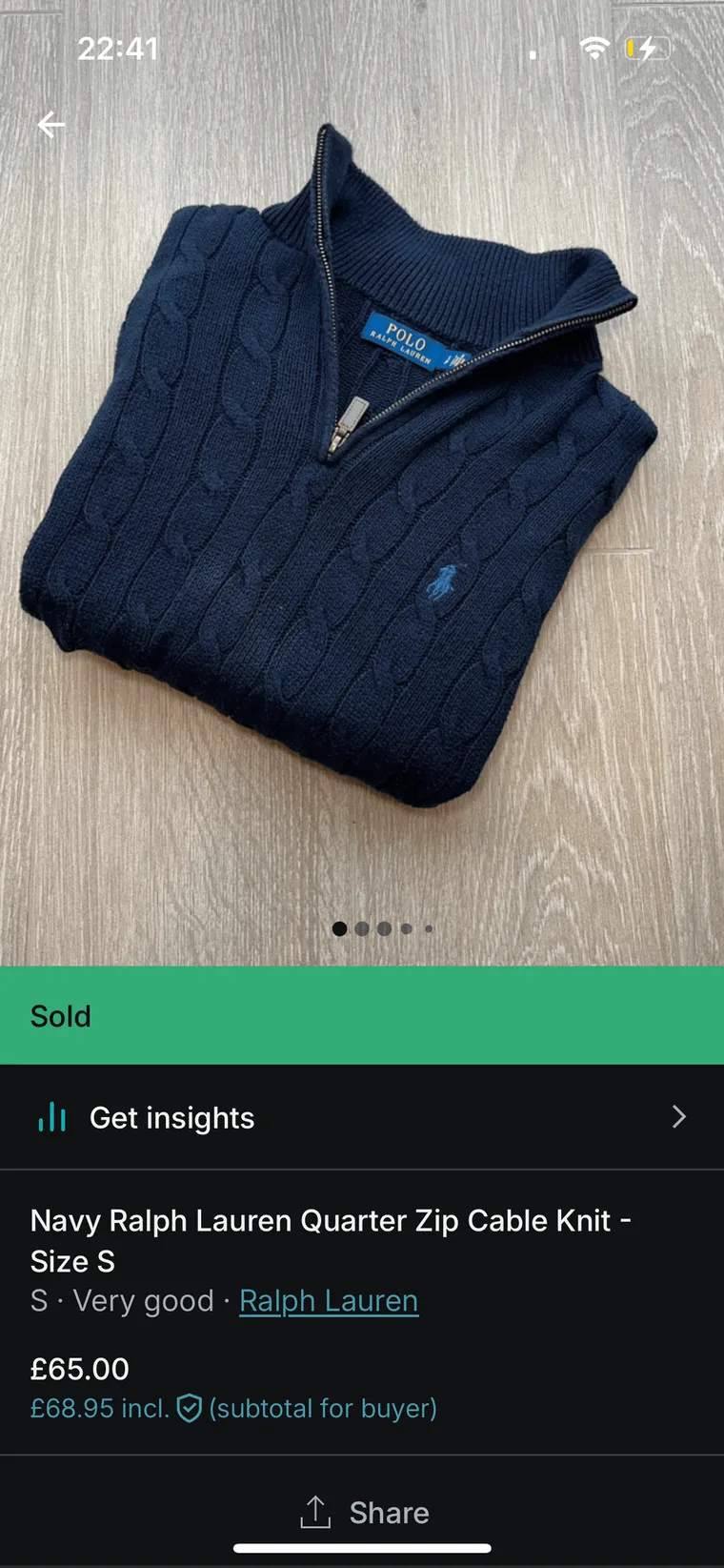 Ralph Lauren Navy RL Cable QZ sold