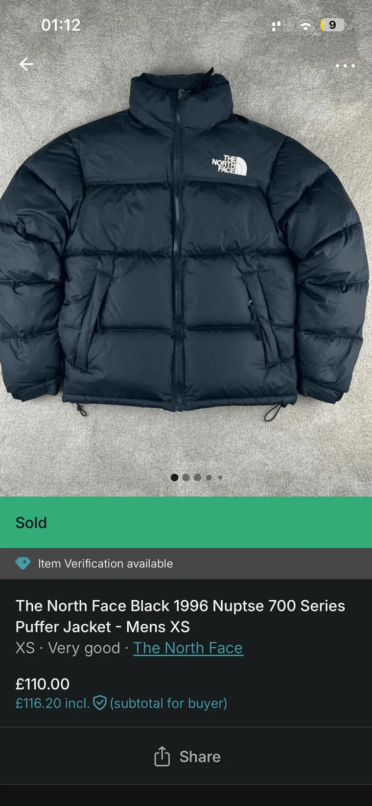 The North Face TNF 1996 Nuptse 700 sold