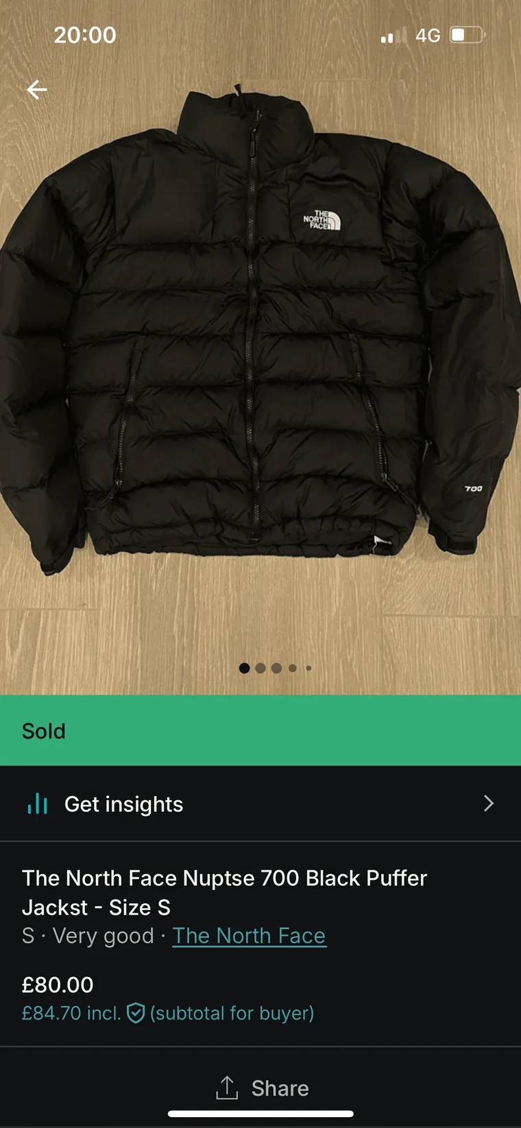 The North Face TNF Nuptse 700 sold
